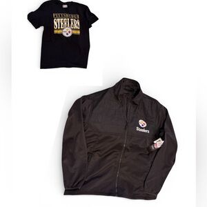 NWT Men's Large Steelers Zip Up Black Jacket & Steelers shirt.